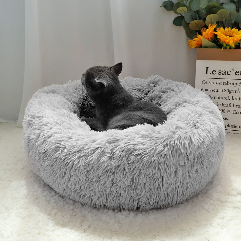 Warm Fleece,Long Plush Round Pet Bed