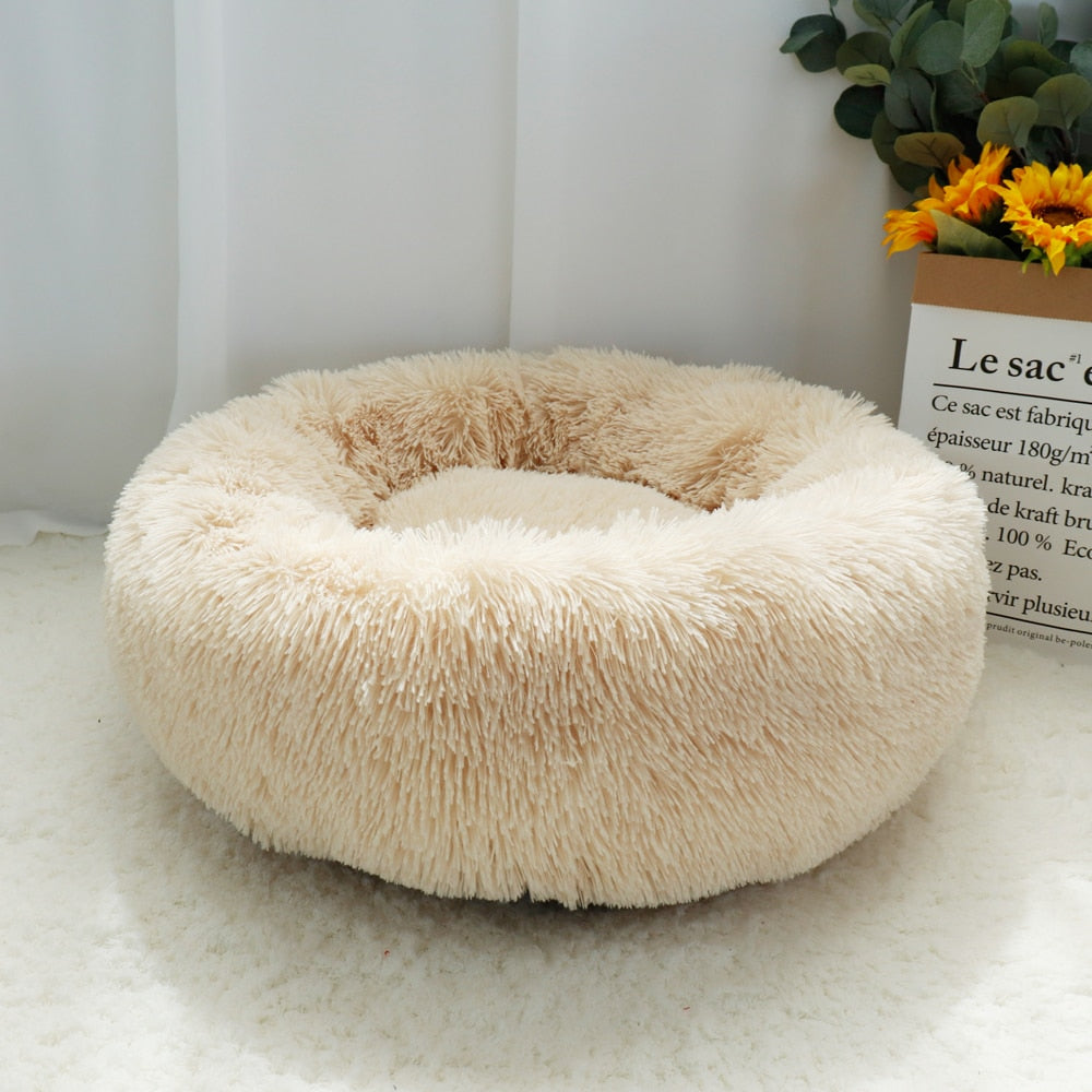 Warm Fleece,Long Plush Round Pet Bed