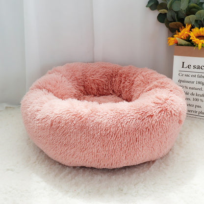 Warm Fleece,Long Plush Round Pet Bed