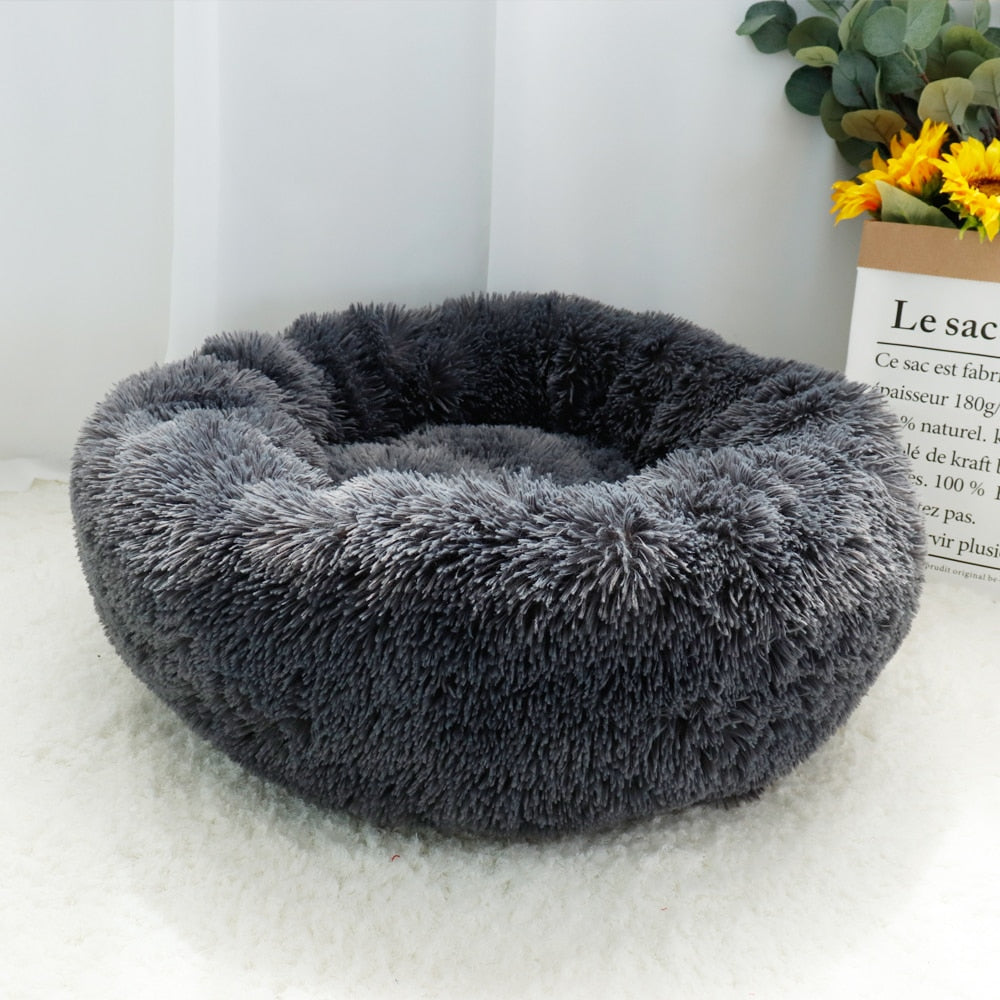 Warm Fleece,Long Plush Round Pet Bed