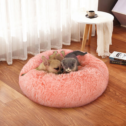 Warm Fleece,Long Plush Round Pet Bed