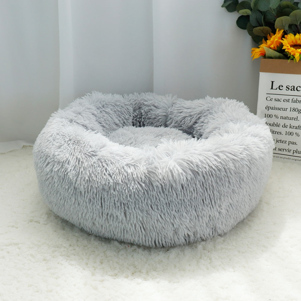 Warm Fleece,Long Plush Round Pet Bed