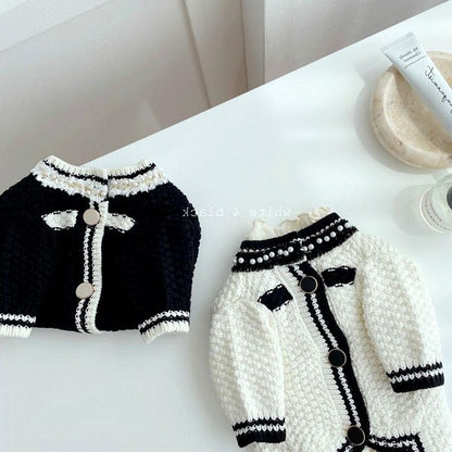 Pearl Collar Button Knit Sweater