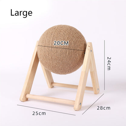 Cat Scratching Sisal Ball & Wood Stand