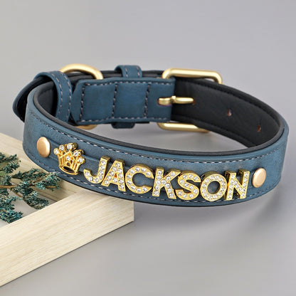 Custom Leather Personalized Dog Name Collar with DIY Bling Rhinestone