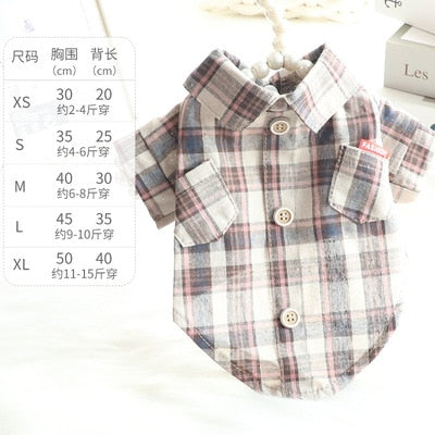 Cartoon Dog Plaid Shirt with Bow knot