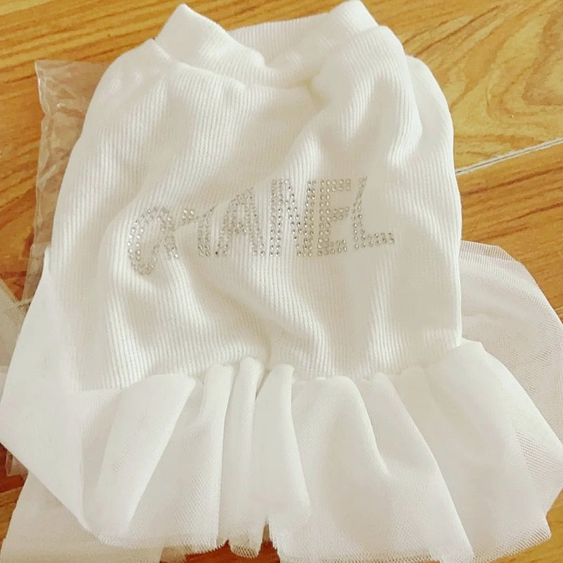 Chanel  Tulle Trim Sweater Dress