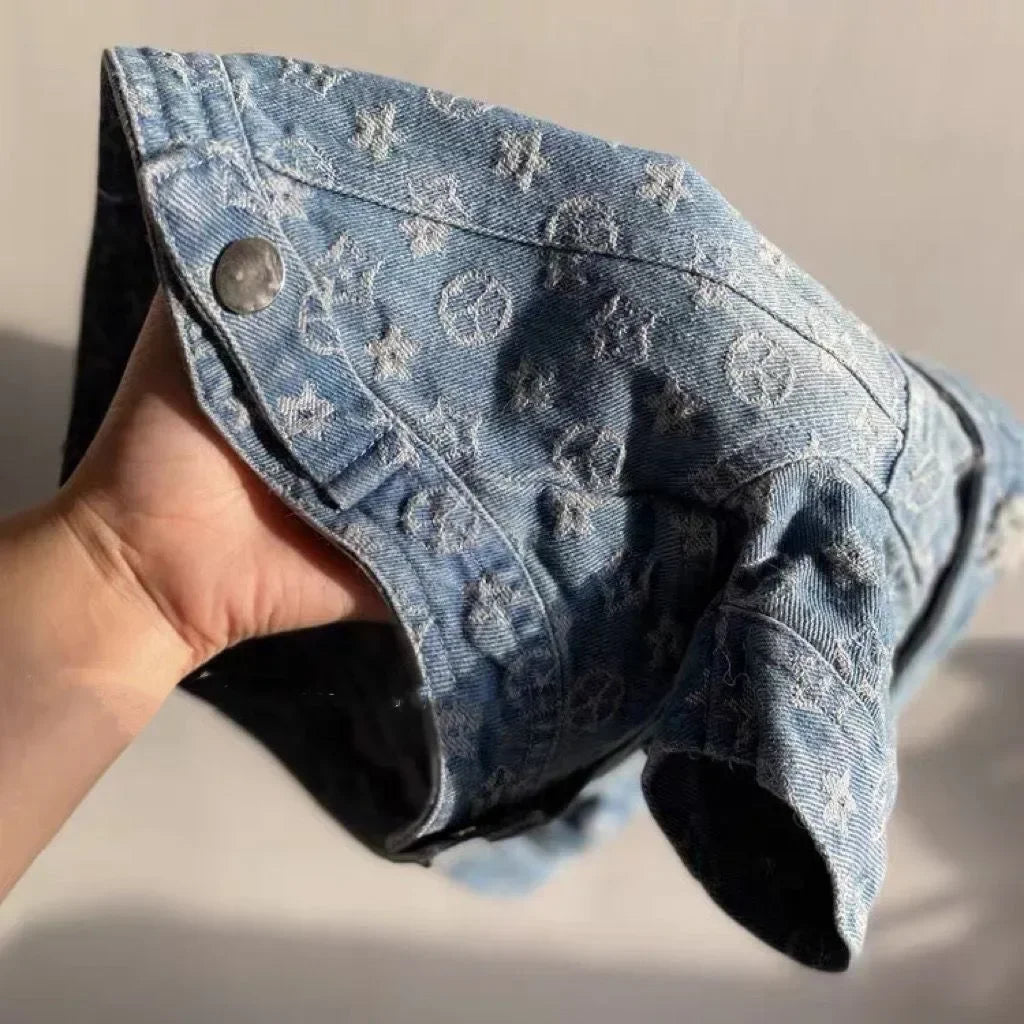 Denim Shirt Jacket with Designer inspired Printed Pattern