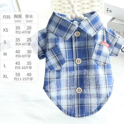 Cartoon Dog Plaid Shirt with Bow knot