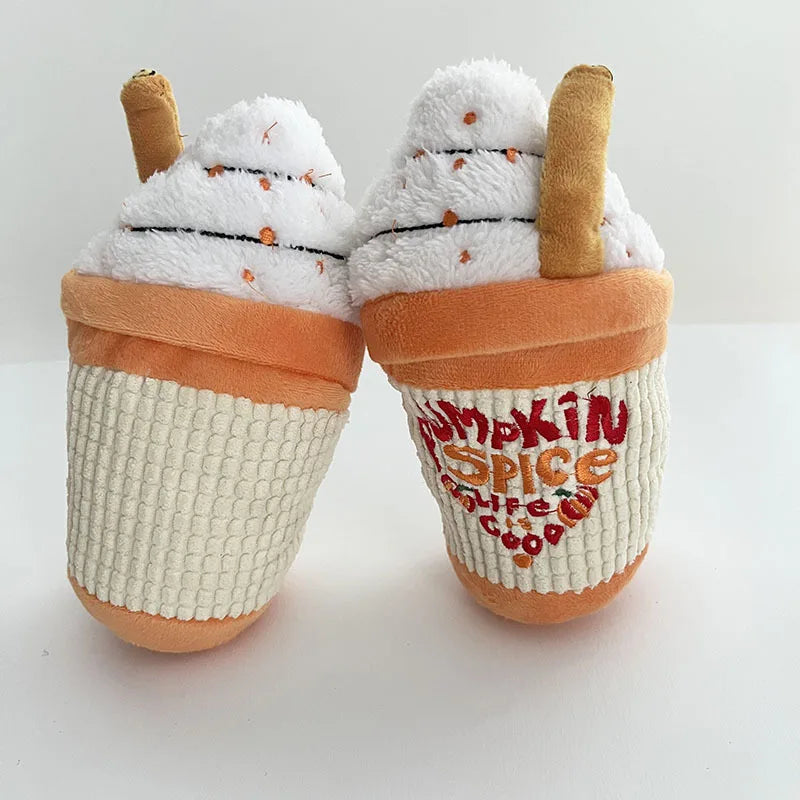 Plush Chew Squeaky Toy Coffee Cup Design