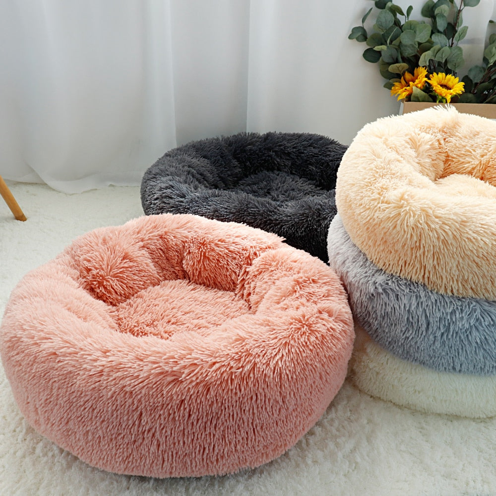 Warm Fleece,Long Plush Round Pet Bed