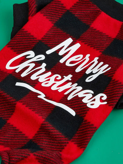 Merry Christmas Buffalo Plaid Pajama jumpsuit