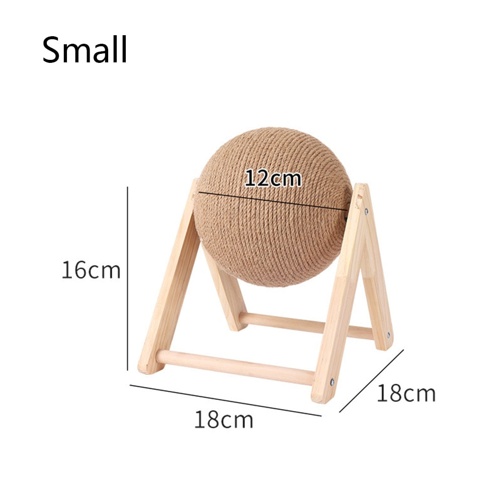 Cat Scratching Sisal Ball & Wood Stand