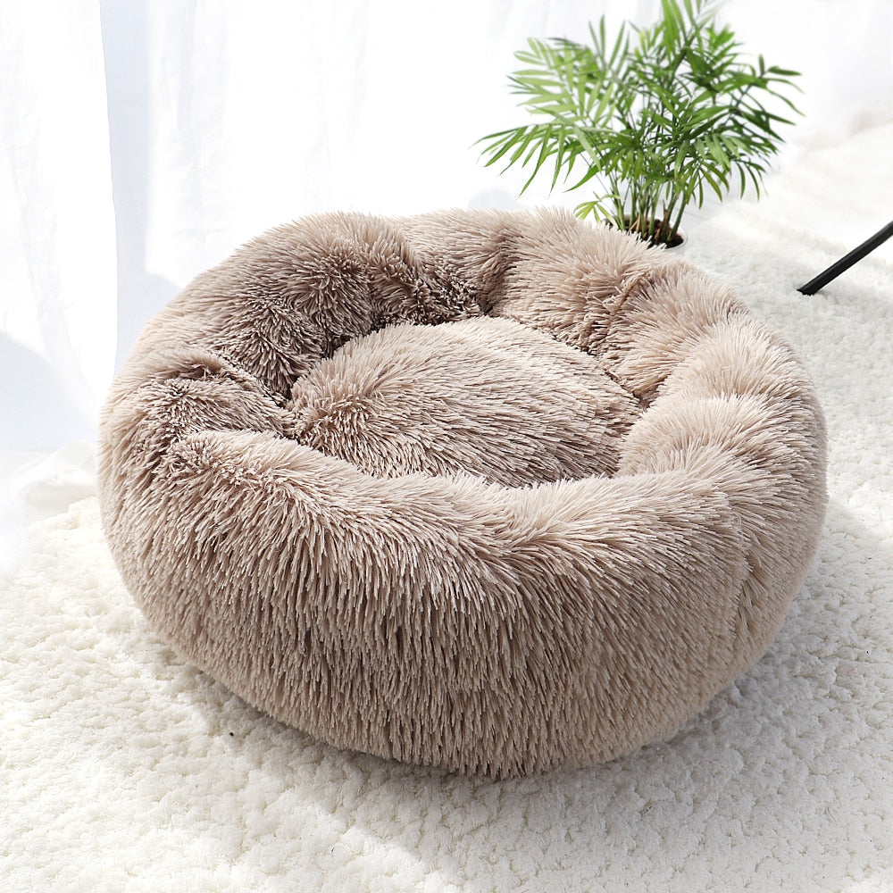 Warm Fleece,Long Plush Round Pet Bed