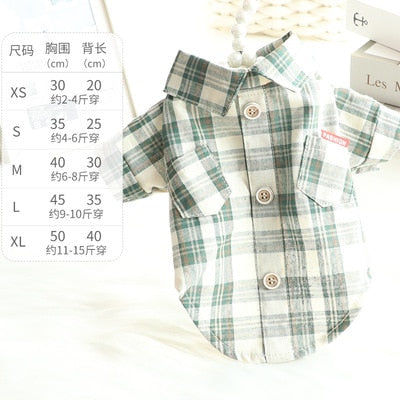 Cartoon Dog Plaid Shirt with Bow knot