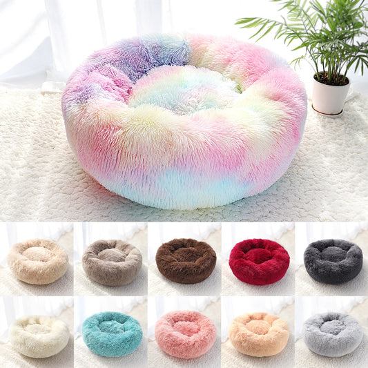 Warm Fleece,Long Plush Round Pet Bed